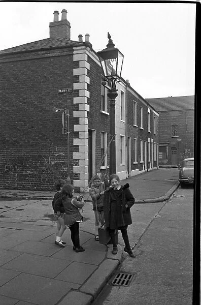 Girls playing in Mary Street, Belfast, Northern Ireland