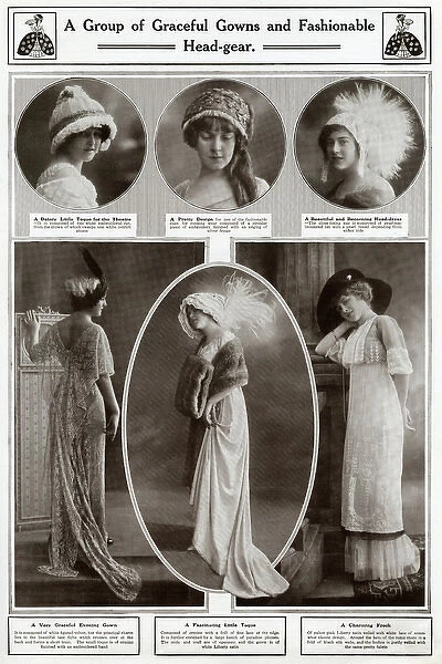 Graceful gowns and fashionable head gear 1912