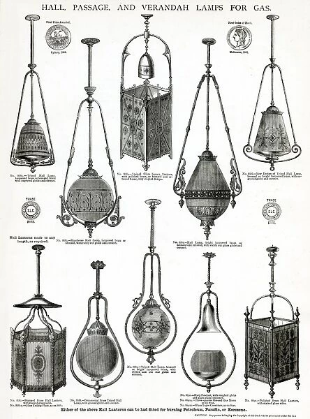 Hall, passage and verandah lamps for gas lighting 1881