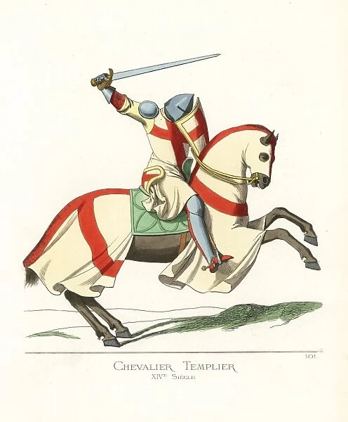 A knight Templar on horseback, 14th century