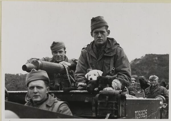 Korean War - Machine gun carrier with crew and dog