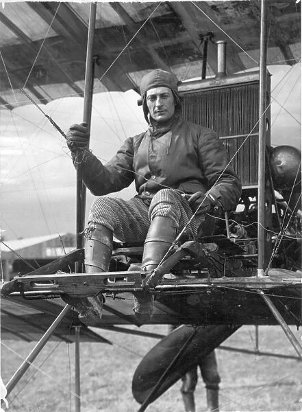 Leon Chouret on his Farman Biplane