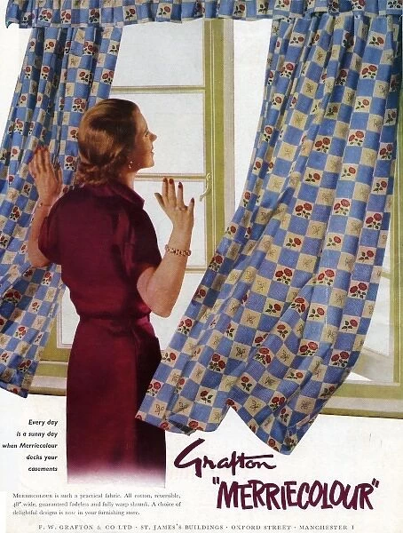 Merriecolour curtains advertisement, 1950s