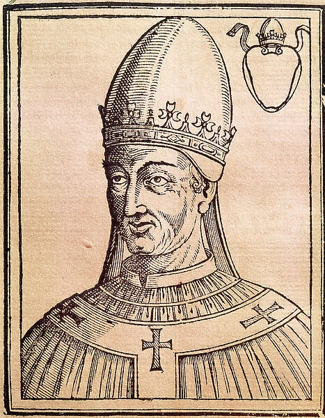 Pope Vigilius (c. 500-555). Roman pope (537-555). Engraving