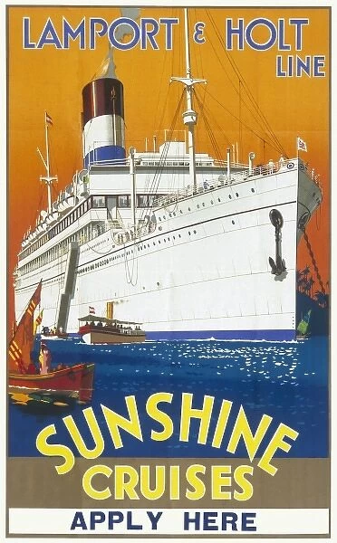 Poster advertising Lamport & Holt sunshine cruises