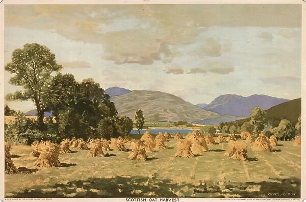 Poster depicting the Scottish oat harvest