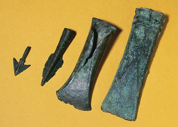Prehistory. Metal Age. 1st Iron Age. Bronze axes and bronze