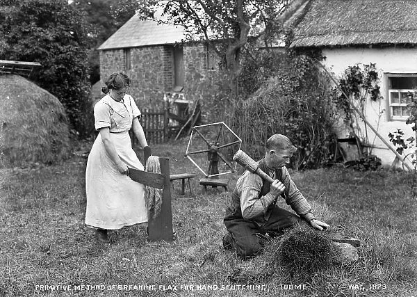 Primitive Method of Breaking Flax for Hand Scutching, Toome