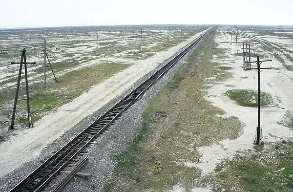 Railway Ashgabad - Krasnovodsk - in desert landscape