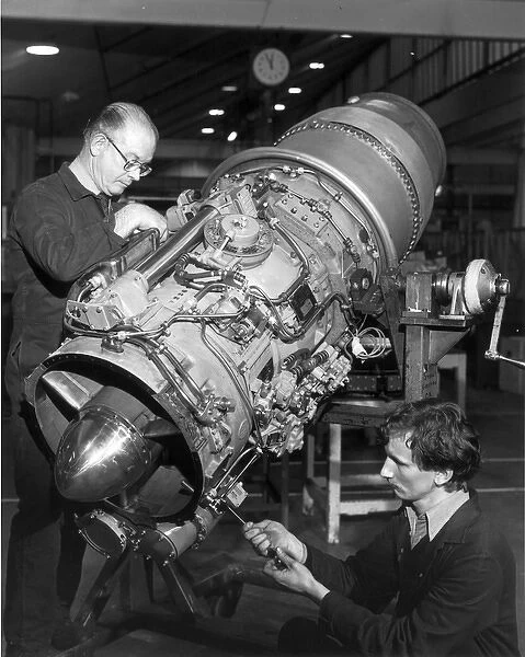 A Rolls-Royce Viper turbojet in final assembly