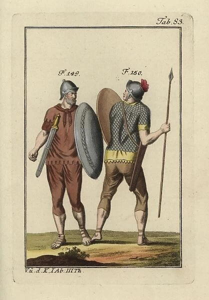 Roman soldiers with shields, swords, helmets