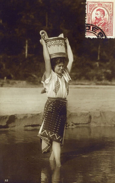 Romanian Woman - carrying water