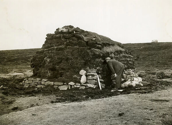 Small stone wall and turf hut, Isle of Lewis, Scotland