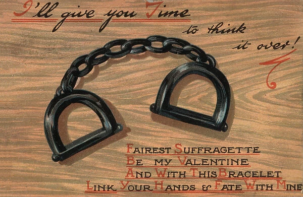 Suffragette Valentine Card Handcuffs