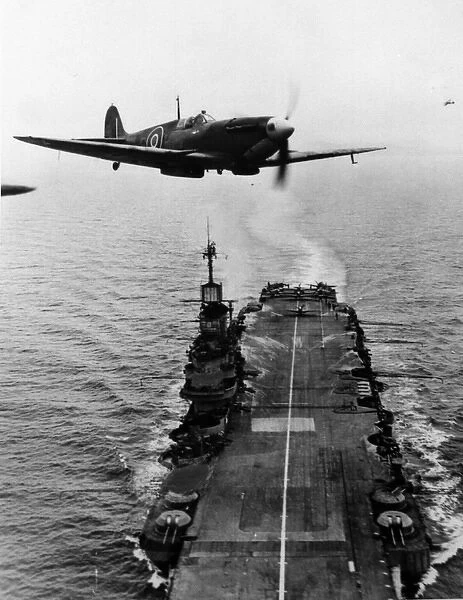 Supermarine Seafire IIc above carrier