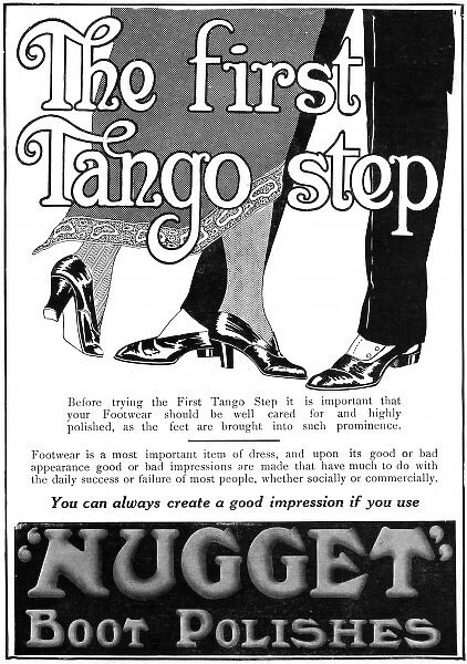 Tea tango craze: Advert for Nugget shoe polish, 1913