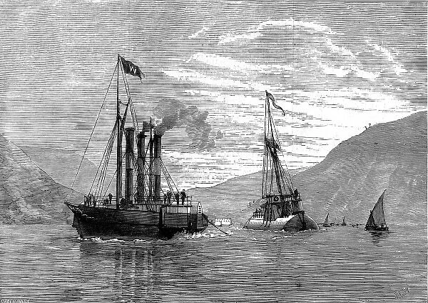 Tug Anglia and Obelisk Ship Cleopatra, off Ferrol, 1878