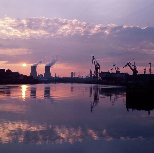 Untitled. Middlesbrough docks, sunset 1970s
