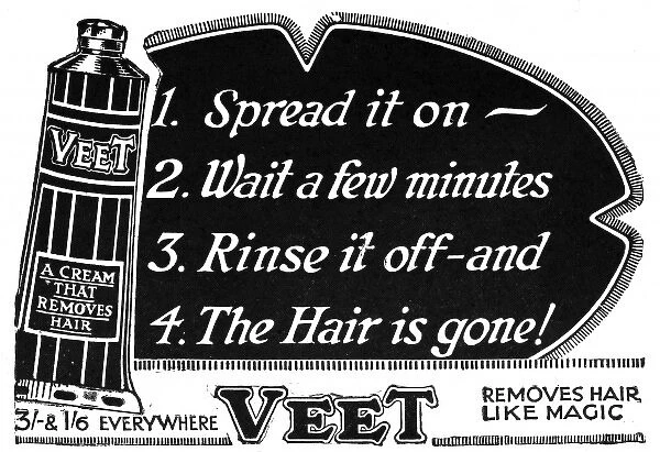 Veet advertisement, depilatory cream, 1927