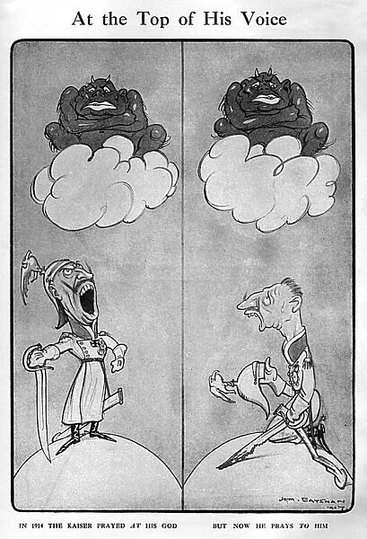 At the Top of His Voice by H. M. Bateman, WW1 cartoon