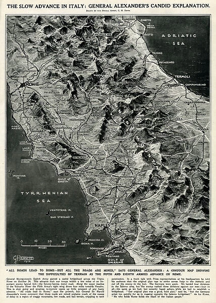 Wartime map of Italy by G. H. Davis