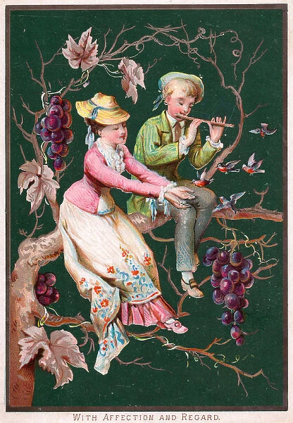Young couple on a romantic greetings card