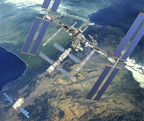 ATV approaching the ISS, artwork