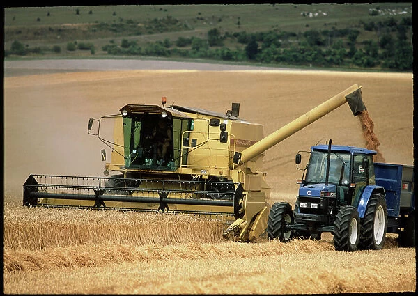 Combine harvester off-loading grain