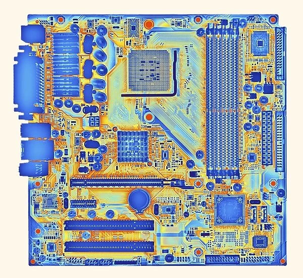 Computer motherboard, coloured X-ray C016  /  7212