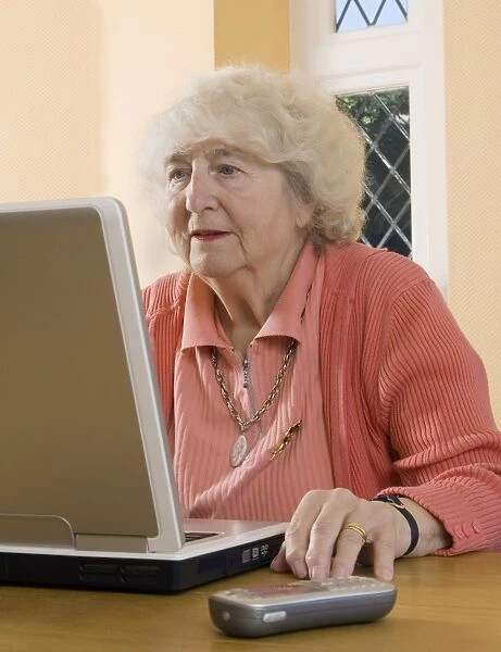 Elderly woman using a laptop computer