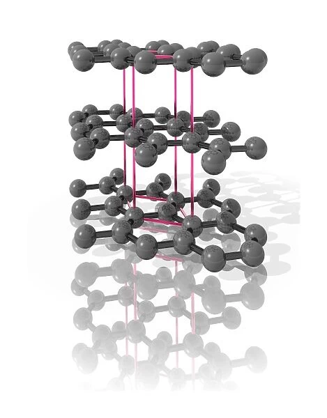 Graphite crystal. Computer model of the molecular structure of a graphite crystal