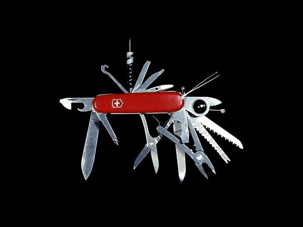 Penknife. Various tools folded out of a penknife