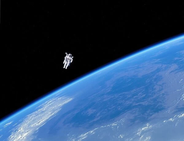 Spacewalk. Astronaut Satellite with MMU in Earth Orbit - Bruce McCandless