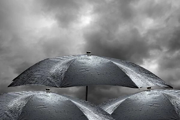Wet umbrellas, composite image