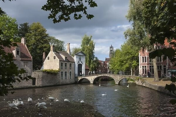 Bridge and Gateway to Begijnhof, Bruges, UNESCO World Heritage Site, Belgium, Europe