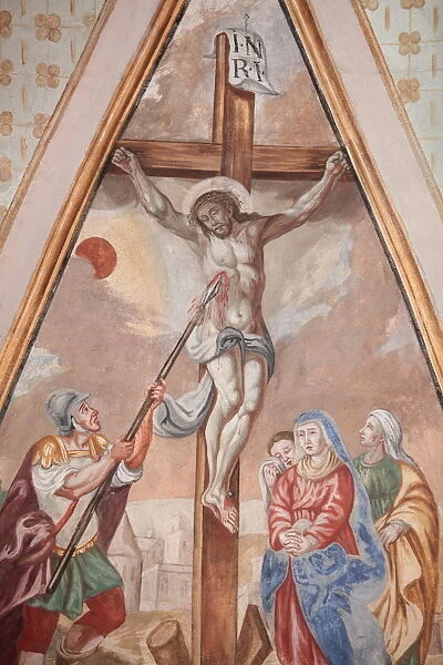 The Crucifixion, Our Lady of Assumption church, Cordon, Haute-Savoie, France, Europe