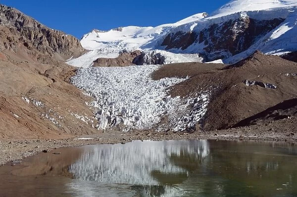 Glacier near Plaza de Mulas basecamp, Aconcagua Provincial Park, Andes mountains