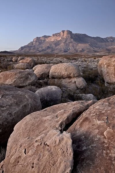 Guadalupe Peak and El Capitan at dusk, Guadalupe Mountains National Park, Texas, United States of America, North America