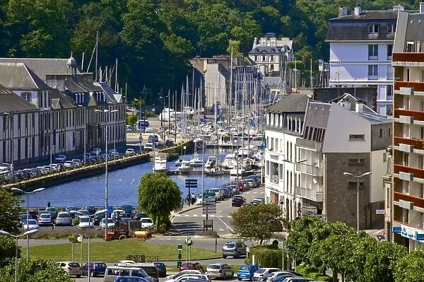 Harbour and basin, Down town, Morlaix, Finistere, Brittany, France, Europe