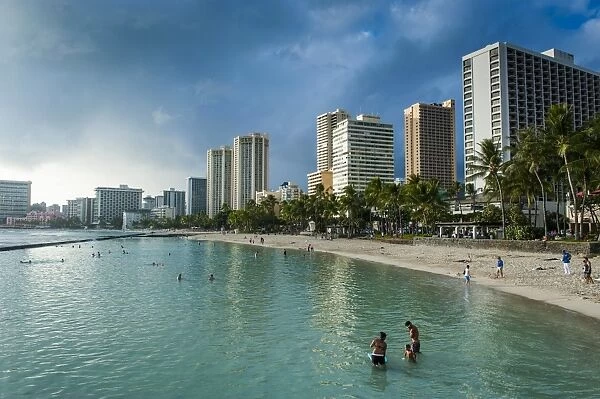 High rise hotels on Waikiki Beach, Oahu, Hawaii, United States of America, Pacific