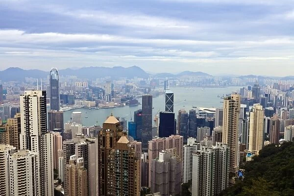 Hong Kong cityscape viewed from Victoria Peak, Hong Kong, China, Asia