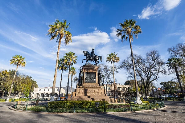 Morelos square with Morelos monument, Morelia, UNESCO World Heritage Site, Michoacan