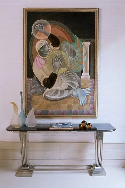 Painting by Satish Gujral in contemporary home of a