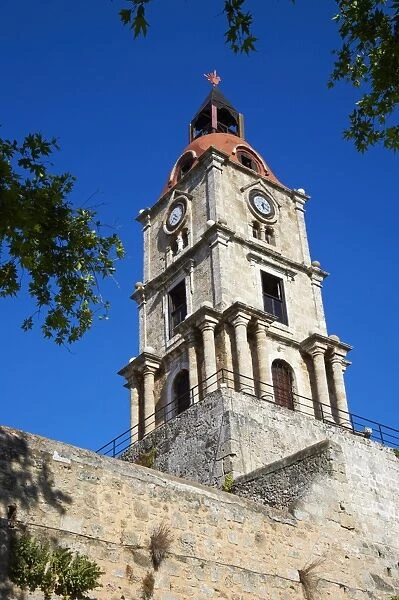 Rhodes Clock Tower, Rhodes City, Rhodes, Dodecanese, Greek Islands, Greece, Europe