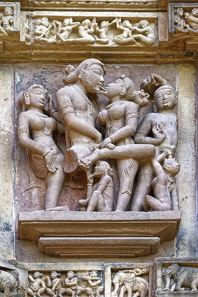 Sculptures on the walls of Lakshmana Temple, Khajuraho Group of Monuments
