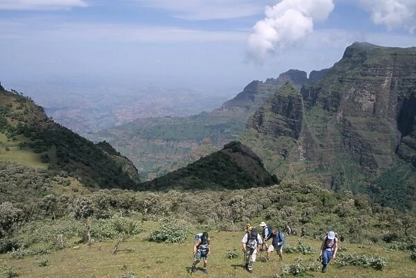Trekking, Simien Mountains National Park, UNESCO World Heritage Site, Ethiopia, Africa