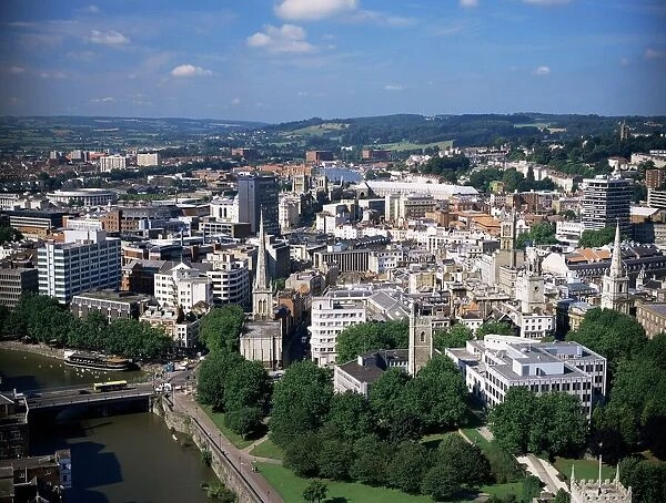 View over centre of city, Bristol, England, Unnited Kingdom, Europe