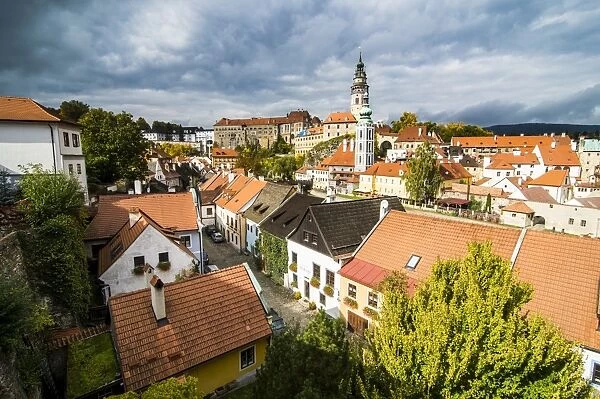 View over the city, UNESCO World Heritage Site, Cesky Krumlov, Czech Republic, Europe