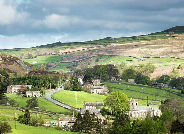 View of the village of Langthwaite in Arkengarthdale, Yorkshire, England, United Kingdom