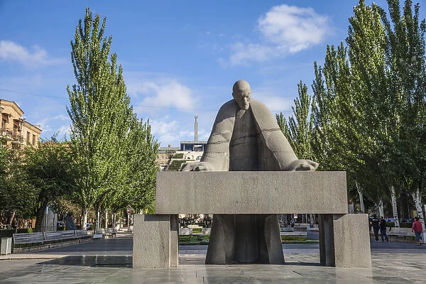 Armenia, Yerevan, Statue at bottom of Cascade, A huge white stairwell built into the